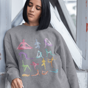 Yoga Theme Crewneck Sweatshirt (Color: Gray)